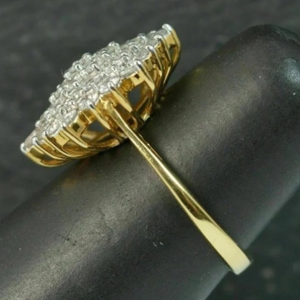 14KT Yellow Gold 3CT Halo Diamond Cluster Engagement Wedding Ring - Picture 8 of 10